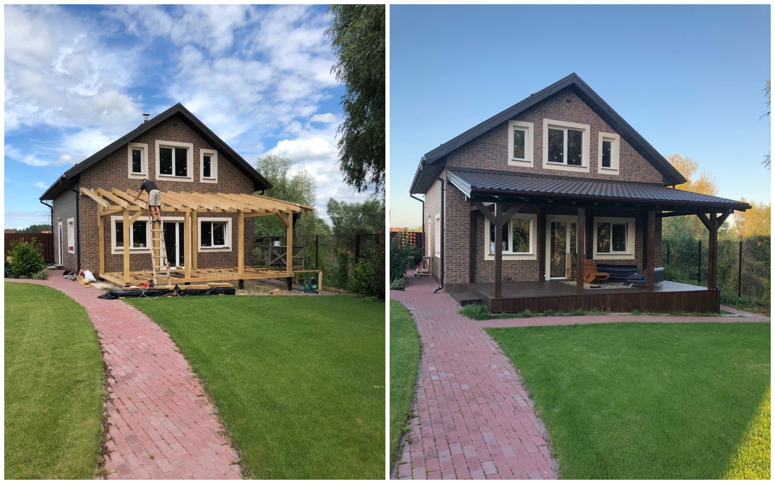 Монтаж навесов из термодревесины